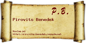 Pirovits Benedek névjegykártya