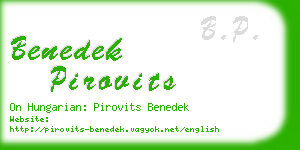 benedek pirovits business card